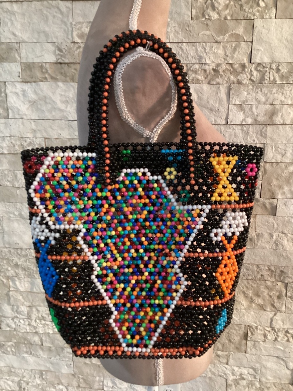 Bright Beaded Tote Bag